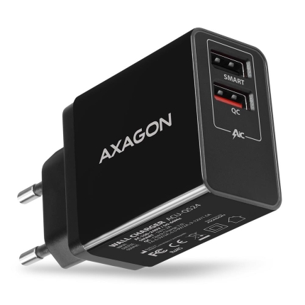 AXAGON MOBILE CHARGER WALL USB 24W/2PORT ACU-QS24 AXAGON