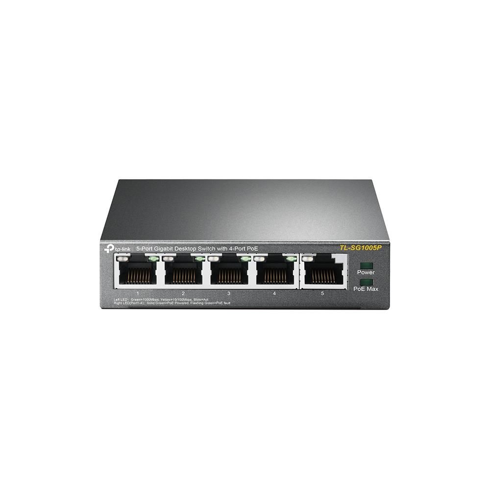 bcdc2a33-e67d-4181-bfc0-f17790a8da87-1 TP-LINK Switch|TP-LINK|Desktop/pedestal|5x10Base-T / 100Base-TX / 1000Base-T|PoE ports 4|TL-SG1005P - Image 1