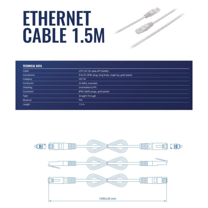 TELTONIKA PATCH CABLE ETHERNET/1.5M PR2LA15B TELTONIKA