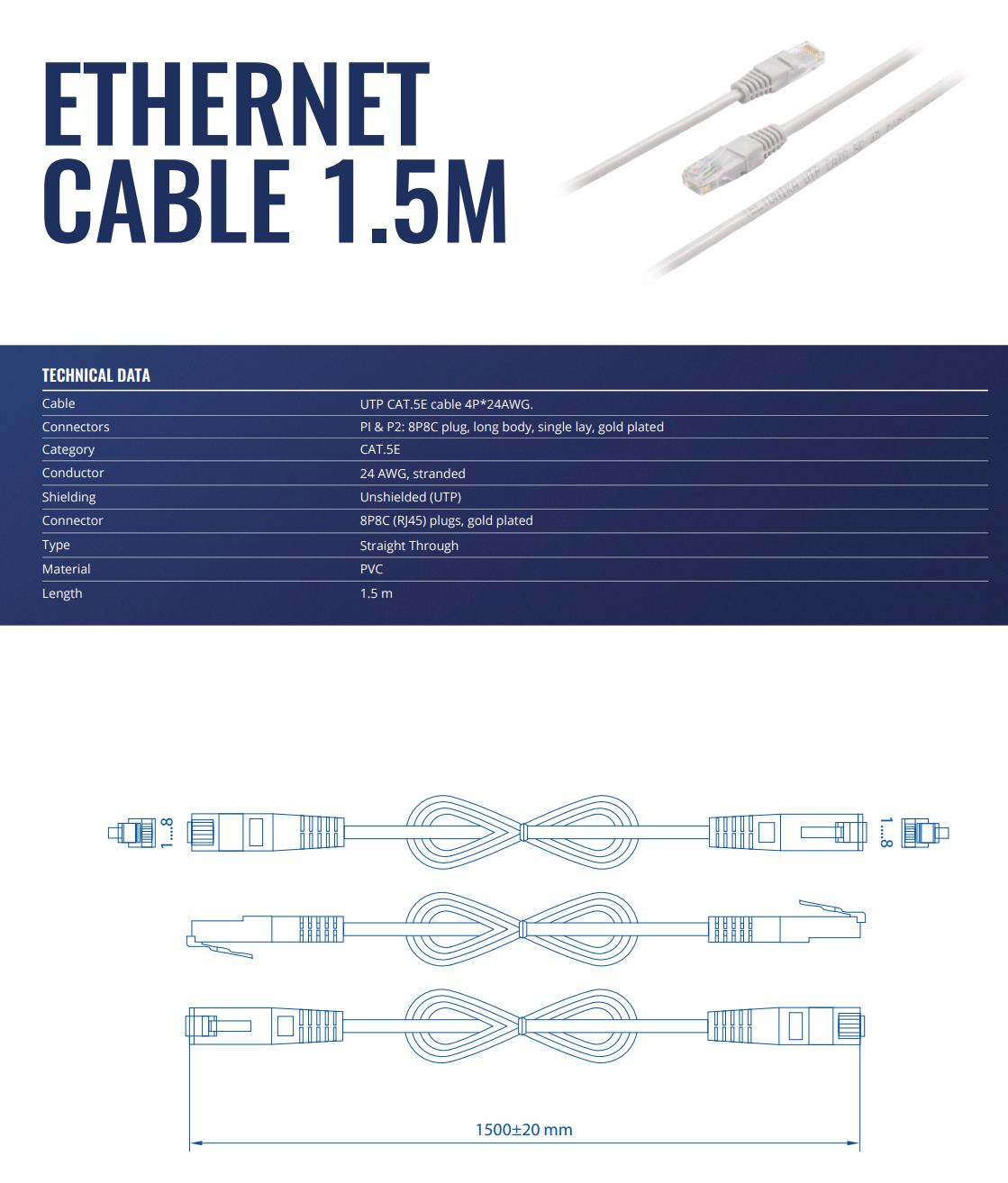 beeee9d8-208d-40cd-9b92-ef0c0198e4ef TELTONIKA PATCH CABLE ETHERNET/1.5M PR2LA15B TELTONIKA - Image 1