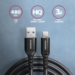 CABLE USB-C TO USB2.0 2M/BLACK BUCM-AM20AB AXAGON - Image 2