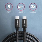 CABLE USB-C TO USB-C 1.5M 60W/BLACK BUCM3-CM15AB AXAGON - Image 2