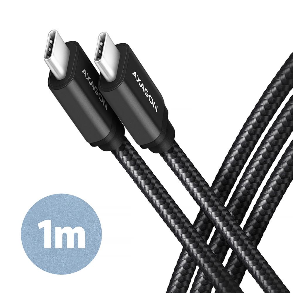cf6dc702-0018-4576-bc75-92f3570fe648 CABLE USB-C TO USB-C 1M 60W/BLACK BUCM3-CM10AB AXAGON - Image 1