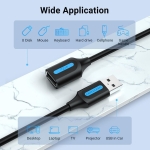 CABLE USB2.0 MALE TO FEMALE/2M BLACK CBIBH VENTION - Image 3