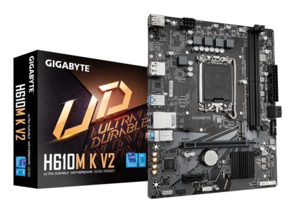 GIGABYTE Mainboard|GIGABYTE|Intel H610|LGA1700|Micro-ATX|Memory DDR5|Memory slots 2|1xPCI-Express 3.0 1x|1xPCI-Express 4.0 16x|1xM.2|1xHDMI|1xDisplayPort|4xUSB 2.0|2xUSB 3.2|1xPS/2|1xRJ45|3xAudio port|H610MKV2