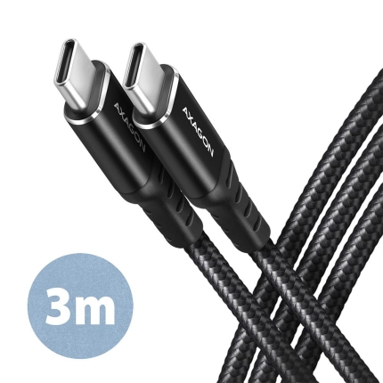 AXAGON CABLE USB-C TO USB-C 3M 60W/HQ BLACK BUCM-CM30AB AXAGON