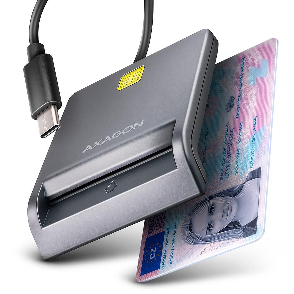 f434a70d-49fa-47c7-8ed7-c8d607cef127-1 AXAGON CARD READER FLAT SMARTCARD/ID/USB-C 1.3M CRE-SM3TC AXAGON - Image 1