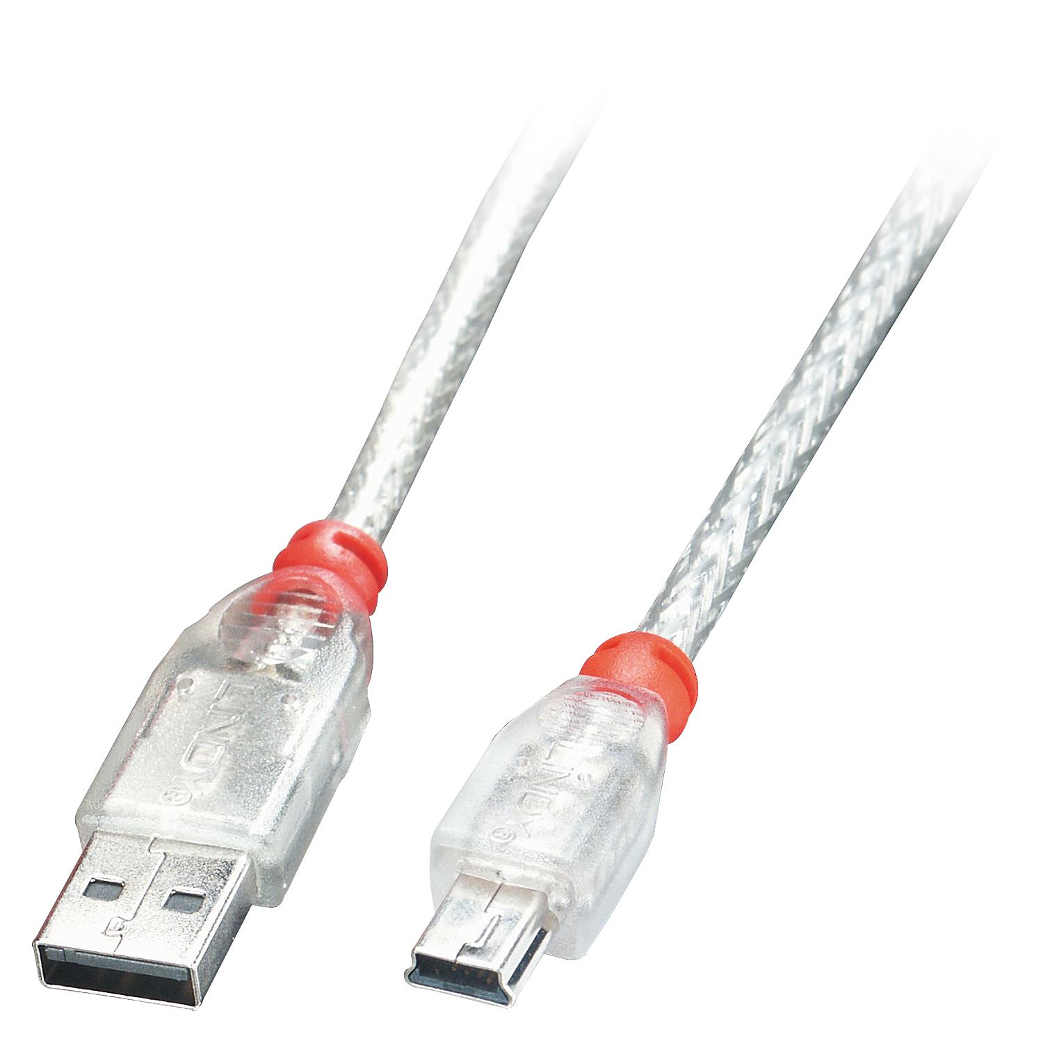 fa10f511-6582-4f96-9c93-9aea578cf3e2 CABLE USB2 A TO MINI-B 0.2M/TRANSPARENT 41780 LINDY - Image 1