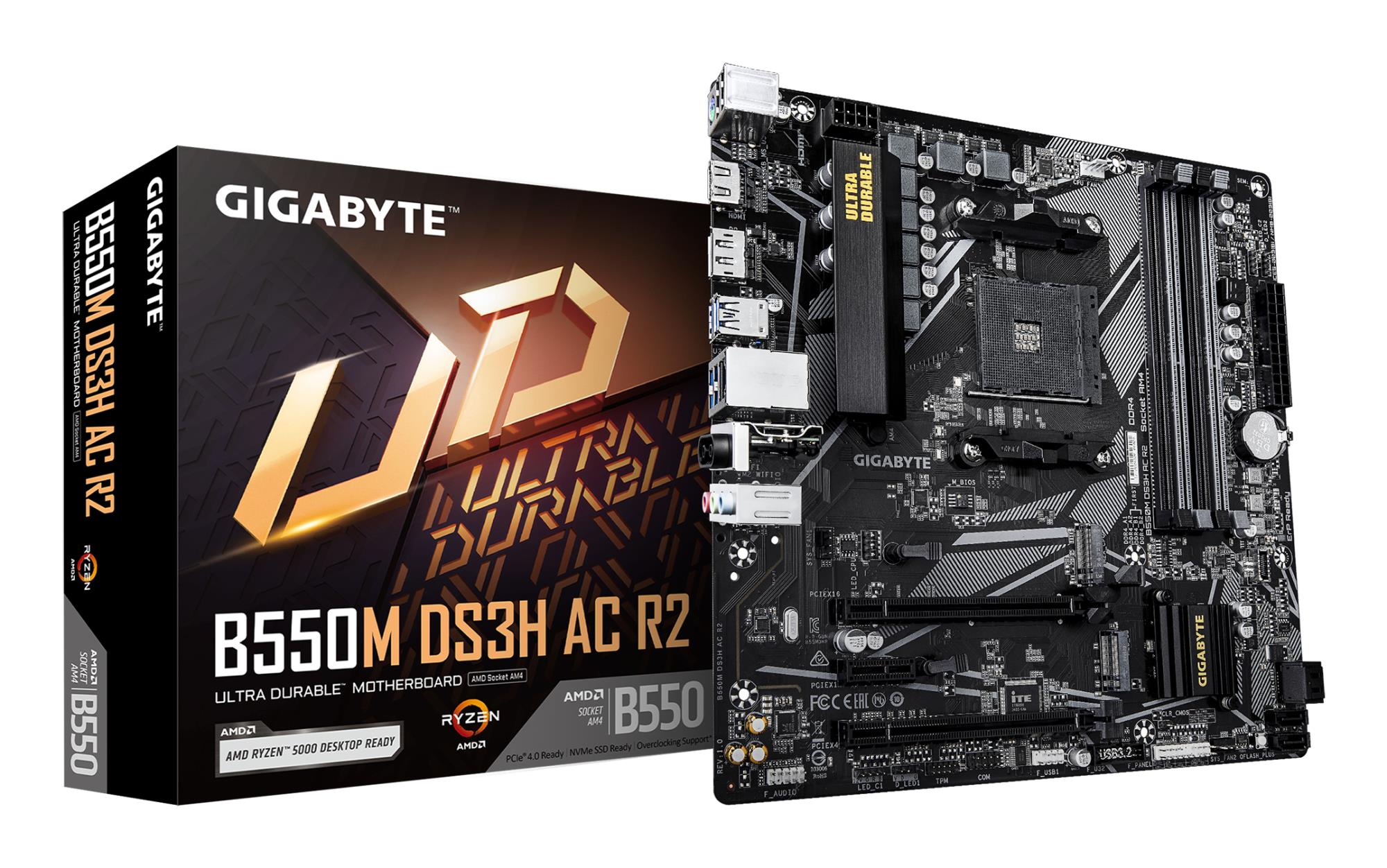 0fdc2e3f-d1e3-4d6c-87a1-e6f74e671a58 Mainboard GIGABYTE AMD B550 SAM4 Micro-ATX Memory DDR4 Memory slots 4 B550MDS3HACR2 - Image 1