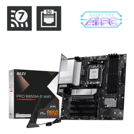Mainboard MSI AMD B850 SAM5 Micro-ATX Memory DDR5 Memory slots 4 PROB850M-PWIFI