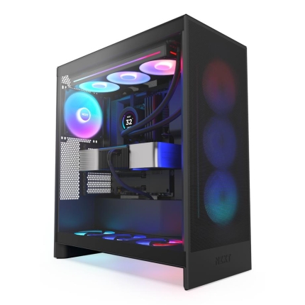 Case NZXT H7 Flow RGB MidiTower ATX EATX MicroATX MiniITX Colour Black CM-H72FB-R1