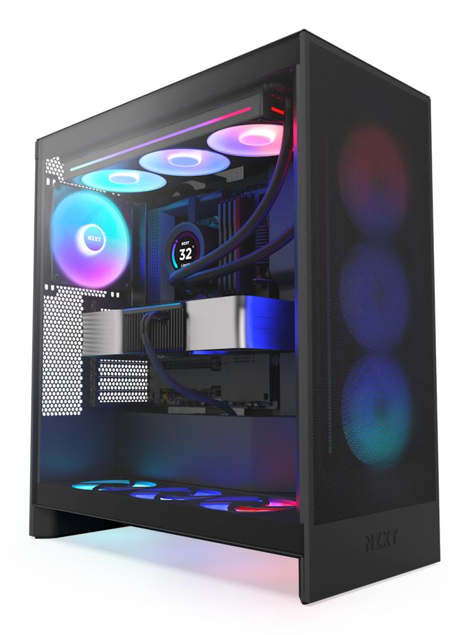 319ab6ac-6d56-47bd-a655-a2b50c08b374 Case NZXT H7 Flow RGB MidiTower ATX EATX MicroATX MiniITX Colour Black CM-H72FB-R1 - Image 1