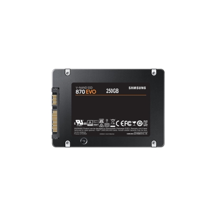 SSD SAMSUNG 870 EVO 250GB SATA MLC Write speed 530 MBytes/sec Read speed 560 MBytes/sec 2,5" TBW 150 TB MTBF 1500000 hours MZ-77E250B/EU