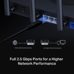 Wireless Router MERCUSYS Router IEEE 802.11a/b/g IEEE 802.11n IEEE 802.11ac IEEE 802.11ax 3x2.5GbE LAN  WAN ports 1 Number of antennas 6 MR47BE - Image 6