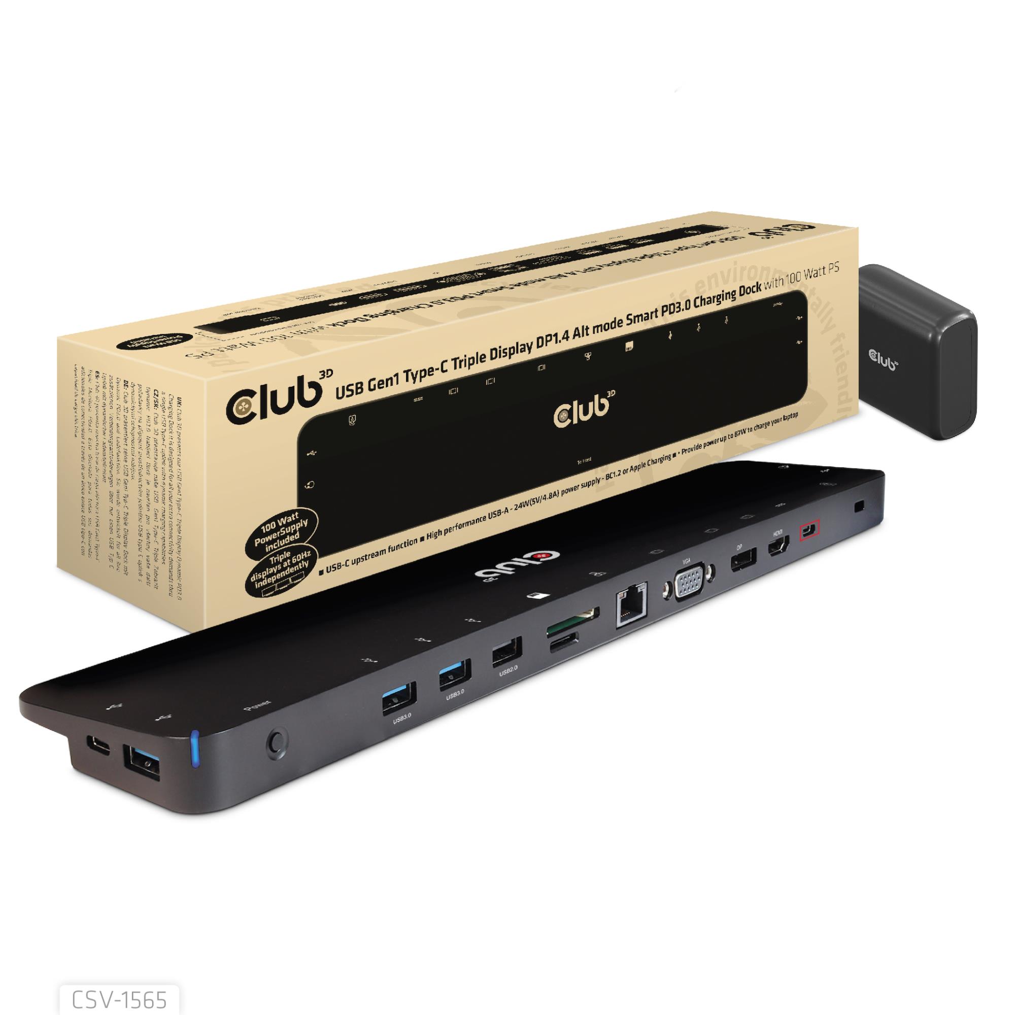 6a544c9c-cf24-40cb-9e8d-87ea5768f42e CLUB3D NB ACC DOCKING STATION/USB-C 100W CSV-1565 CLUB3D - Image 1