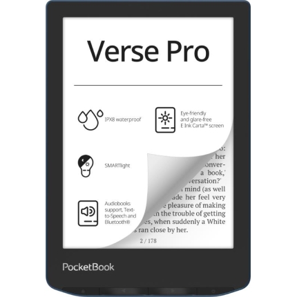 E-Reader POCKETBOOK Verse Pro 6" 1072x1448 1xUSB-C Wireless LAN Bluetooth Azure PB634-A-WW