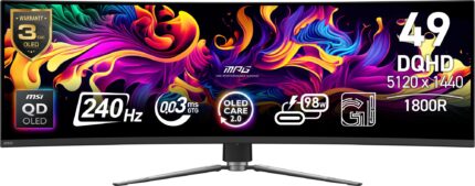 MSI Monitor|MSI|49 "|5120 x 1440 pixels|Dual QHD|Native aspect ratio 32:9|QD-OLED|Curved|MPG491CQPXQD-OLED