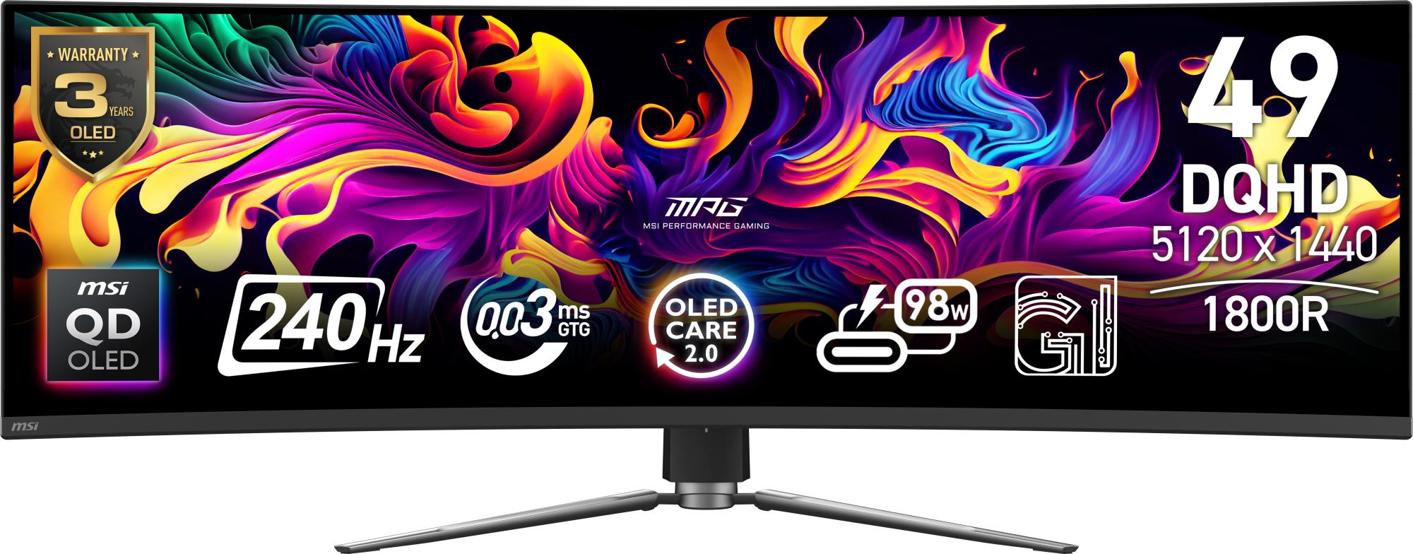 7611c9d5-18f6-478c-8d8f-fd7f418f1431 MSI Monitor|MSI|49 "|5120 x 1440 pixels|Dual QHD|Native aspect ratio 32:9|QD-OLED|Curved|MPG491CQPXQD-OLED - Image 1