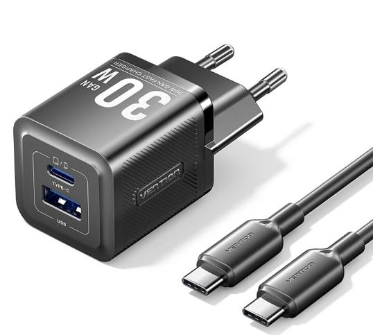 8a3a0b1d-28c7-45d3-8572-aa9cf17b7227 VENTION MOBILE CHARGER WALL USB +CABLE/30W 2P TZ-FEQB0-EU-01 VENTION - Image 1