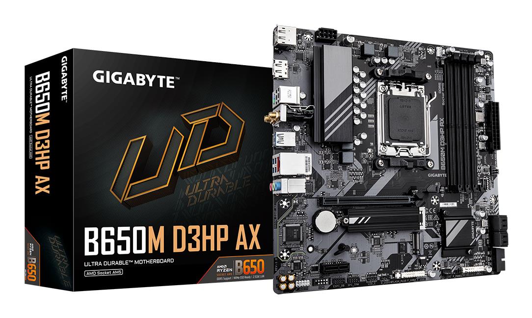 8c3fb5ed-4ca6-4e47-a53a-55bf8bd95ffc Mainboard GIGABYTE AMD B650 SAM5 Micro-ATX Memory DDR5 Memory slots 4 B650MD3HPAX1.3 - Image 1