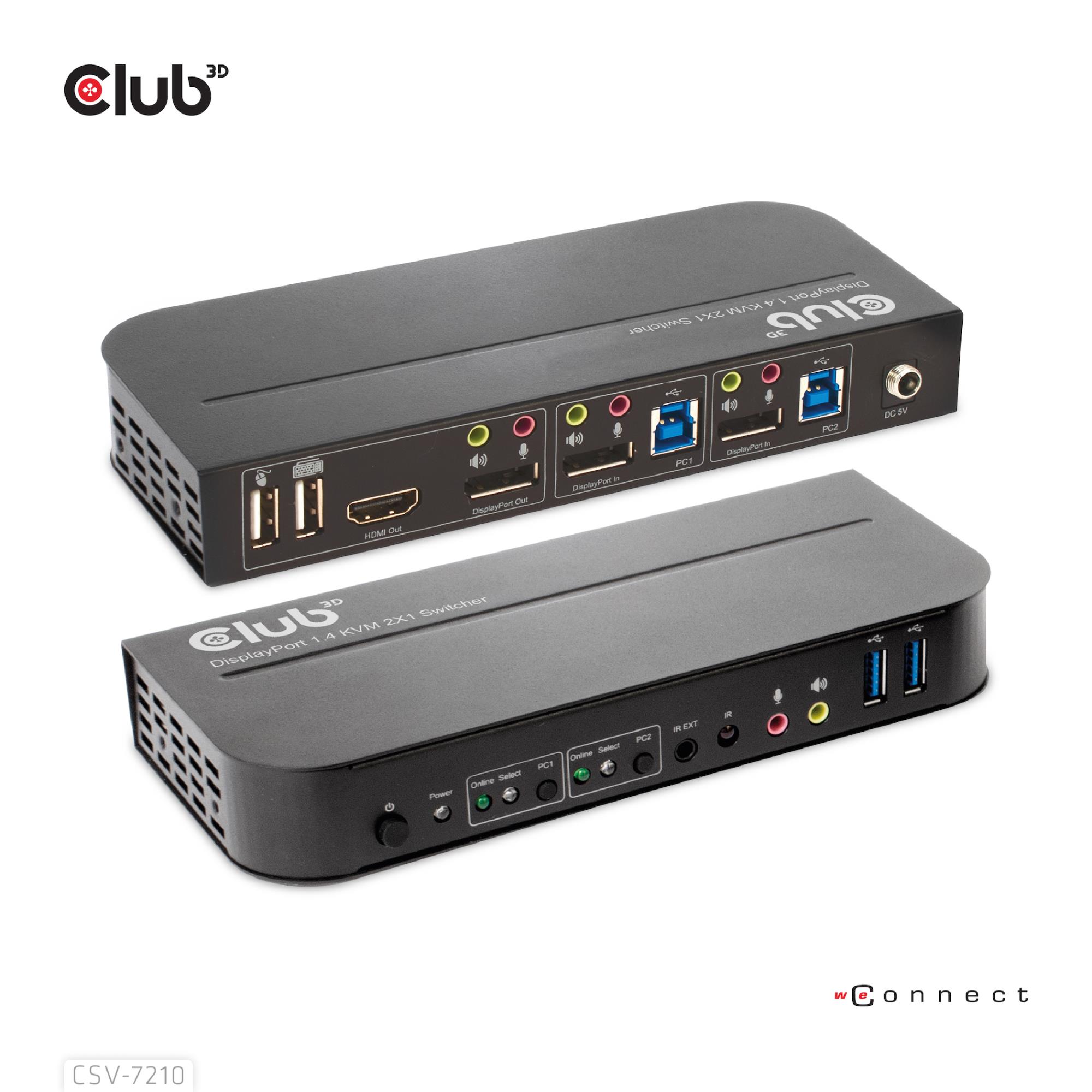 9815b3d5-dabf-4815-aebd-b1865c6e0ad0 VIDEO SWITCH KVM DP/HDMI/CSV-7210 CLUB3D - Image 1