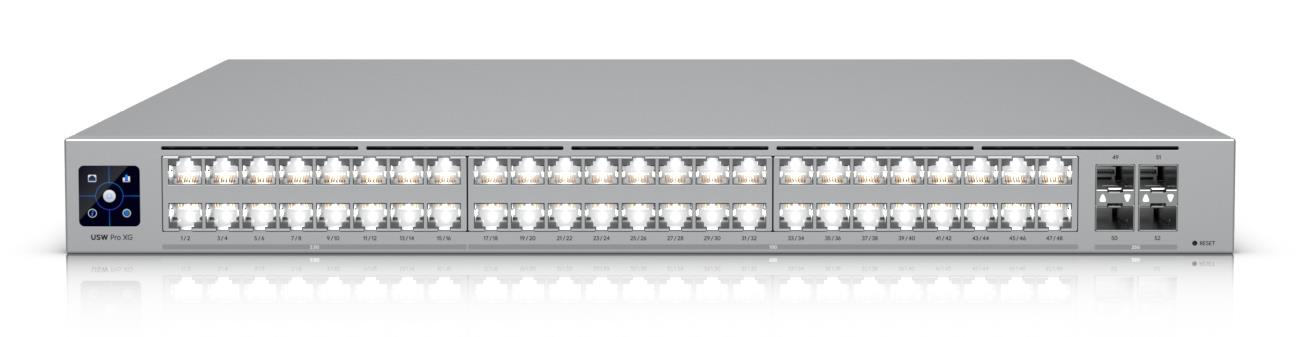 aa5daad0-0e57-40df-9918-399f04bd8a73 UBIQUITI Switch|UBIQUITI|Switch type Managed|Switch layer L2/L3|Rack mounting Yes|Stackable Yes|Form factor 1U|48xRJ-45 ports|RJ-45 Ports Type 10G Ethernet (100/1000/10000)|16x2.5G Ethernet (copper) ports quantity|32x10G Ethernet (copper) ports quantity|4xSFP28 ports quantity|10G support Yes|USW-PRO-XG-48 - Image 1