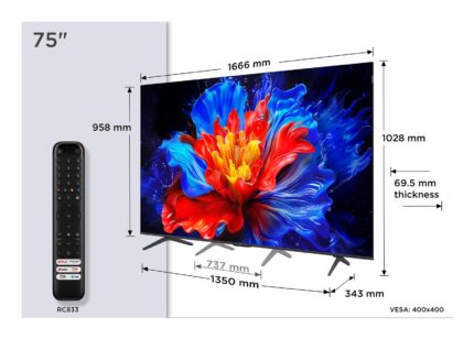 TCL TV Set|TCL|75 "|4K Ultra HD|3840 x 2160 pixels|Flat|16:9|QLED|75P8K