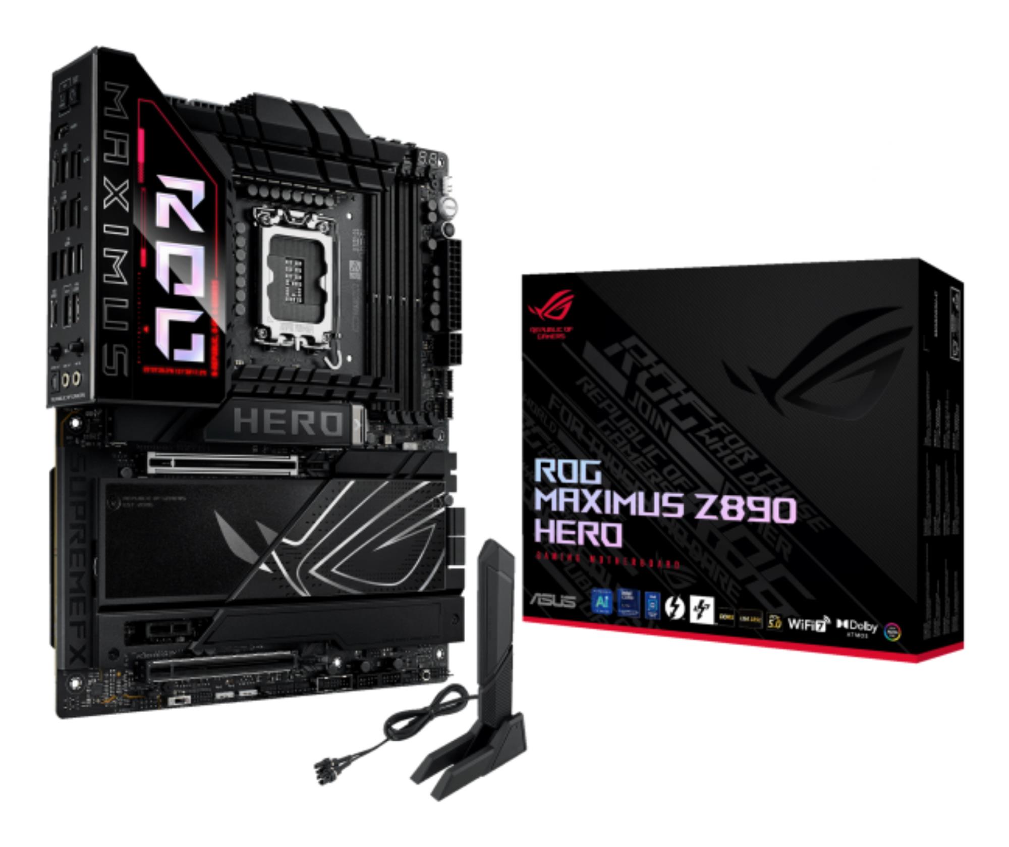 b8681553-f0d0-4bda-889a-31c955ece160 ASUS Mainboard|ASUS|Intel Z890|LGA1851|ATX|Memory DDR5|Memory slots 4|1xPCI-Express 4.0 1x|1xPCI-Express 4.0 16x|1xPCI-Express 5.0 16x|6xM.2|1xHDMI|1xAudio-In|1xAudio-Out|4xUSB 3.0|4xUSB 3.1|1xUSB-C|2xUSB-C w/Thunderbolt|1xOptical S/PDIF|2xRJ45|ROGMAXIMUSZ890HERO - Image 1