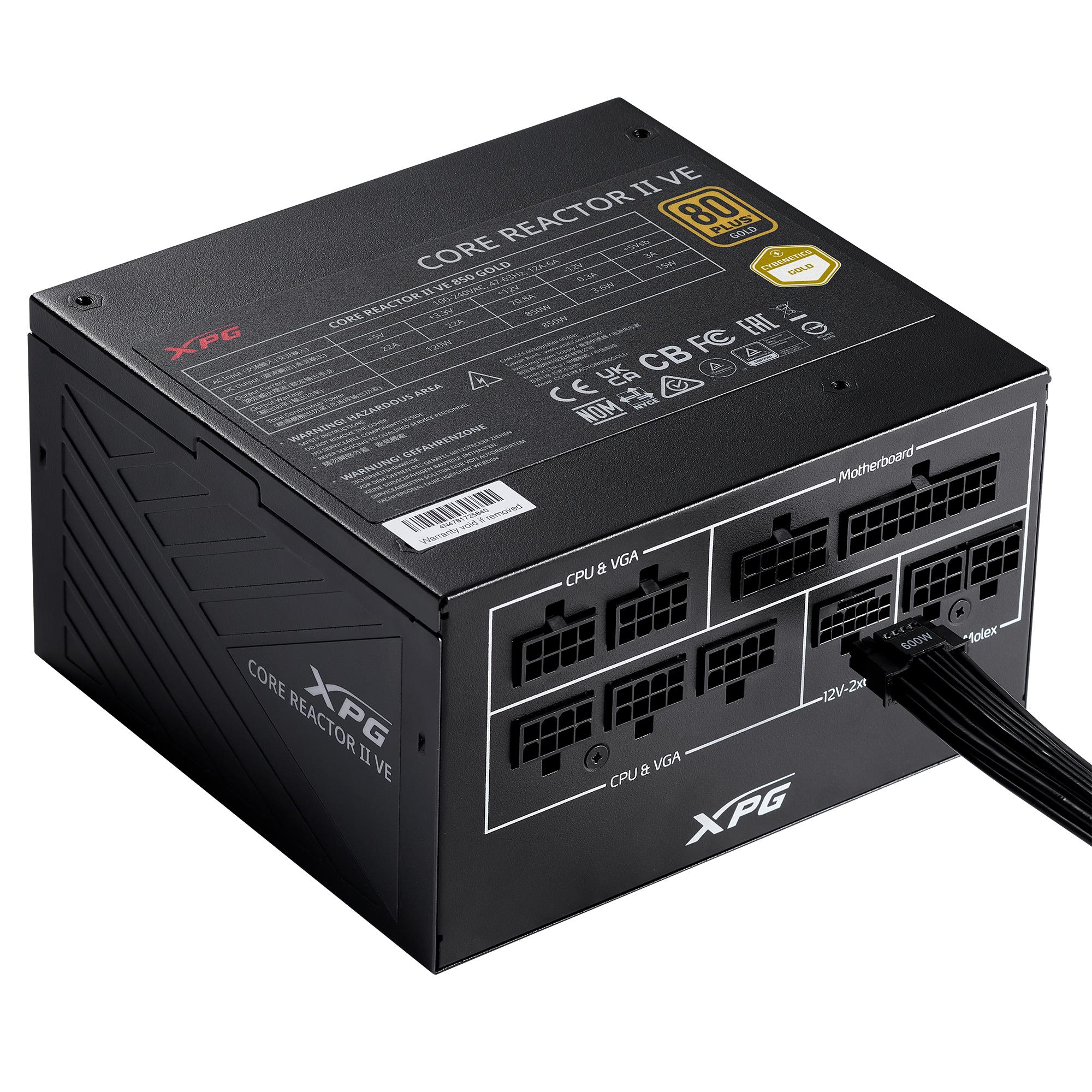 cd0b4aa6-f0d9-44f6-80a2-f627c65c779c Power Supply ADATA XPG CORE REACTOR II VE 850 Watts Efficiency 80 PLUS GOLD COREREACTORIIVE850G-BKCEU - Image 1