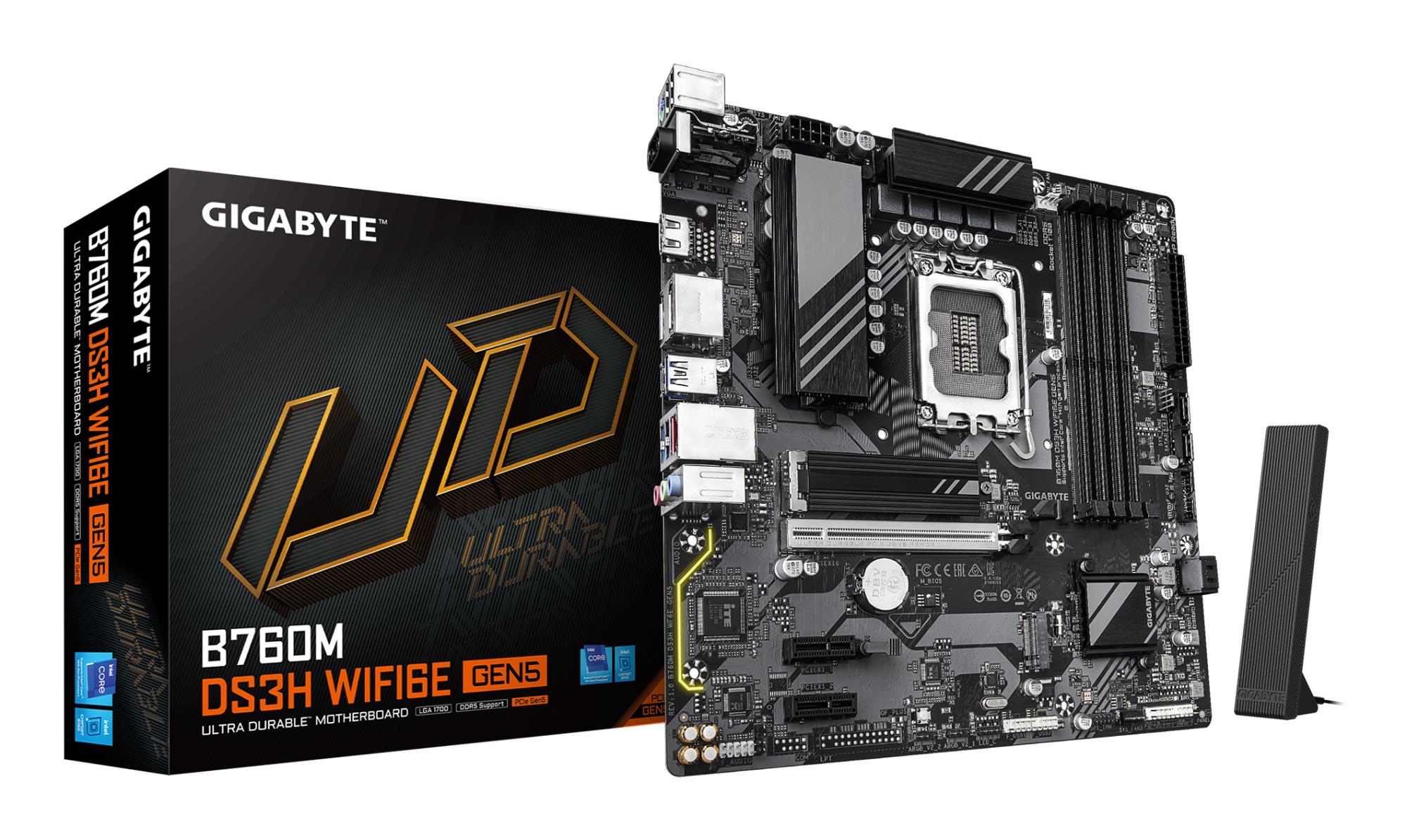 ce474220-7fc6-42a6-a638-97b450add793 Mainboard GIGABYTE Intel B760 Express LGA1700 Micro-ATX Memory DDR5 Memory slots 4 B760MDS3HWF6EGEN5 - Image 1