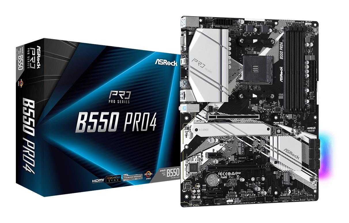 d1bbde97-80fc-44b4-a8cb-4772aa5e874e Mainboard ASROCK AMD B550 SAM4 ATX 2xPCI-Express 3.0 1x 1xPCI-Express 3.0 16x 2xM.2 1xPCI-Express 4.0 16x Memory DDR4 Memory slots 4 1x15pin D-sub 1xHDMI 1xUSB type C 5xUSB 3.2 1xPS/2 1xRJ45 3xAudio port B550PRO4 - Image 1