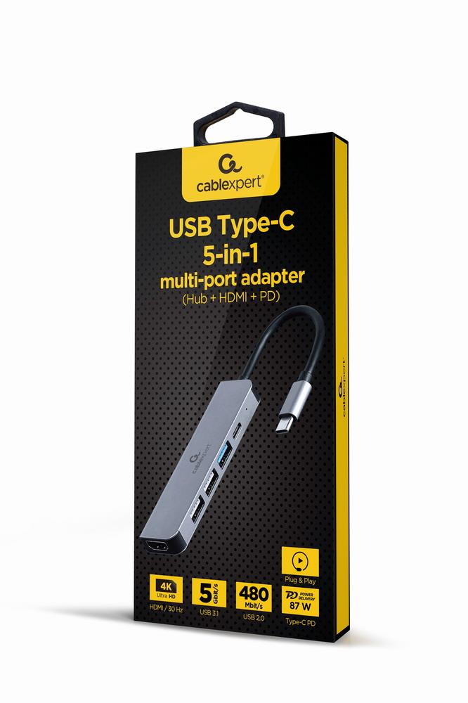 ddcedbe6-1e02-47c8-9793-827424db2411 I/O ADAPTER USB-C TO HDMI/USB3/5IN1 A-CM-COMBO5-03 GEMBIRD - Image 1