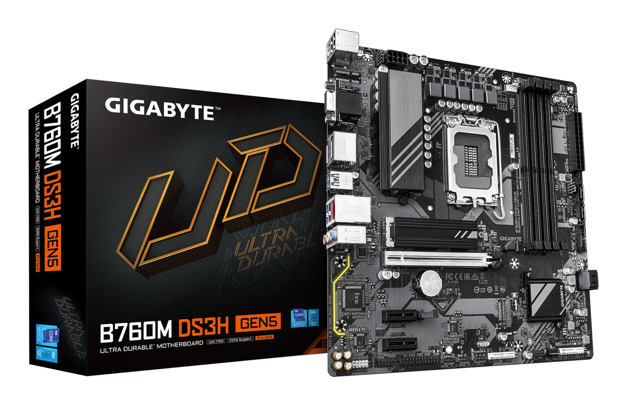 e27c5a0c-5c63-494a-bdd5-35f364277fb3 Mainboard GIGABYTE Intel B760 Express LGA1700 Micro-ATX Memory DDR5 Memory slots 4 B760MDS3HGEN5 - Image 1