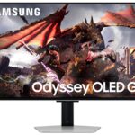 SAMSUNG Monitor|SAMSUNG|32"|Gaming/Smart/4K|Panel OLED|3840x2160|16:9|0.03 ms|Speakers|Swivel|Pivot|Height adjustable|Tilt|Colour Silver|LS32DG802SUXDU
