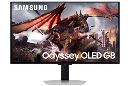 SAMSUNG Monitor|SAMSUNG|32"|Gaming/Smart/4K|Panel OLED|3840x2160|16:9|0.03 ms|Speakers|Swivel|Pivot|Height adjustable|Tilt|Colour Silver|LS32DG802SUXDU